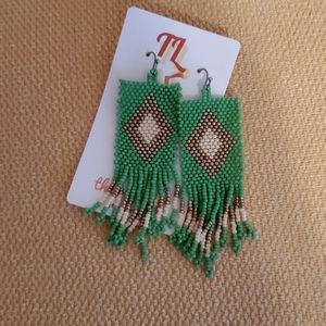 Handcrafted Fringed Seed Bead Earrings